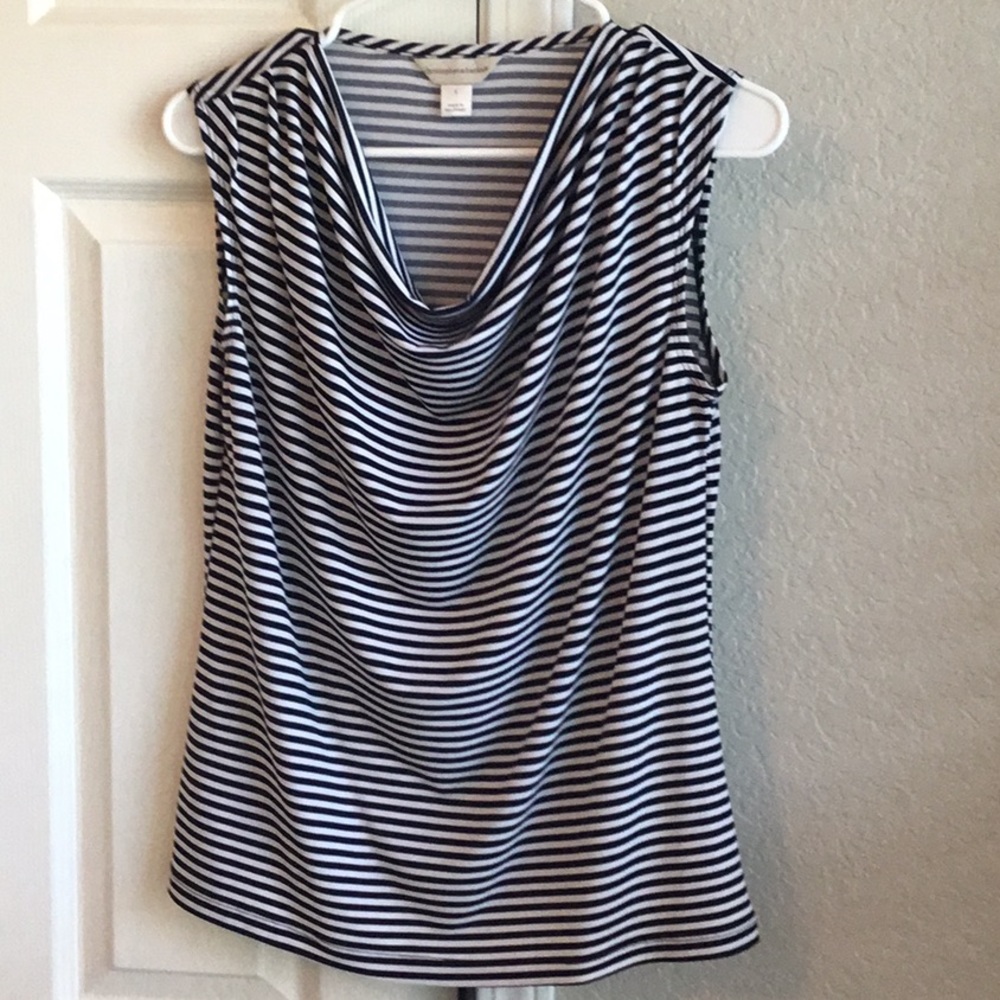 Soft black & white striped sleeveless top.